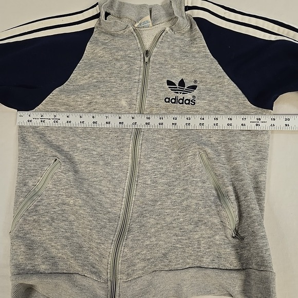 Vintage Adidas Zip Up Track Jacket Grey Blue Men's Medium Made in USA - Picture 12 of 16
